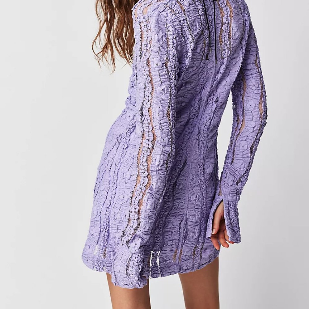 Free People Shayla Lace Mini Dress in Lavendar Fields